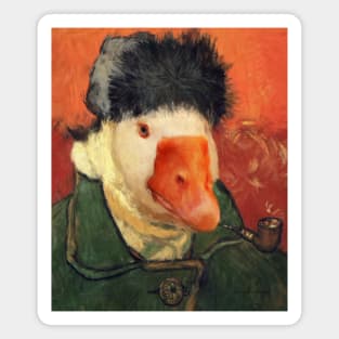 Van Goose - That Knife was too Sharp. Smoking Gander Self Portrait of a Gander with Banded Ear - Untitled Goose Game, Vincent Van Gogh Honk Magnet